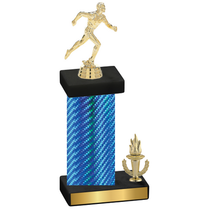 Accented Single Blue Carbon Fiber Victory Running Trophy