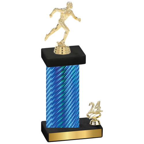 Accented Single Blue Carbon Fiber Year Running Trophy