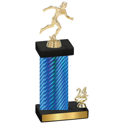 Accented Single Blue Carbon Fiber Year Running Trophy