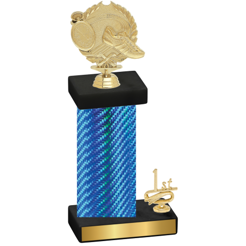 Accented Single Blue Carbon Fiber First Place Running Trophy