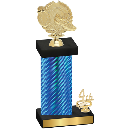 Accented Single Blue Carbon Fiber Fourth Place Running Trophy