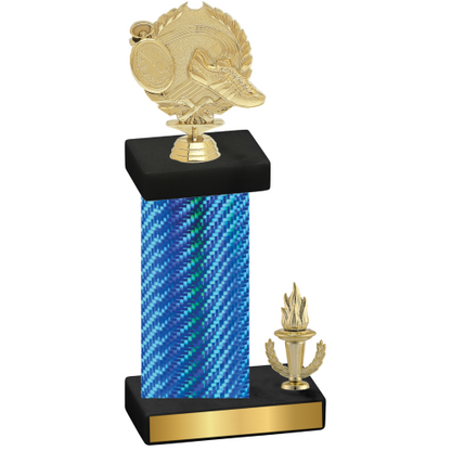 Accented Single Blue Carbon Fiber Victory Running Trophy