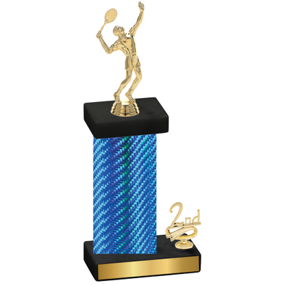 Accented Single Blue Carbon Fiber Second Place Tennis Trophy