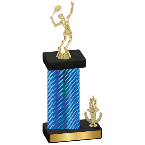 Accented Single Blue Carbon Fiber Victory Tennis Trophy