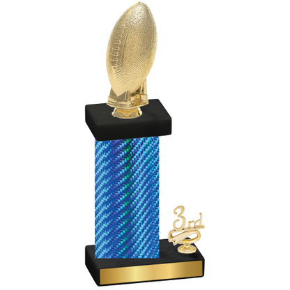 Accented Single Blue Carbon Fiber Third Place Football Trophy