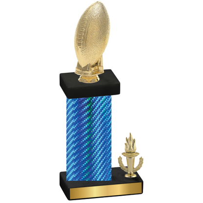 Accented Single Blue Carbon Fiber Victory Football Trophy