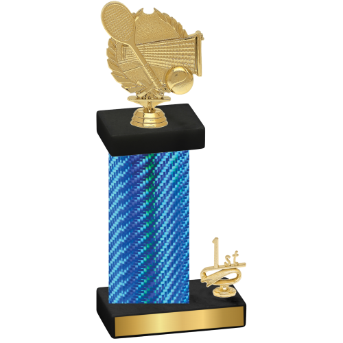 Accented Single Blue Carbon Fiber First Place Tennis Trophy