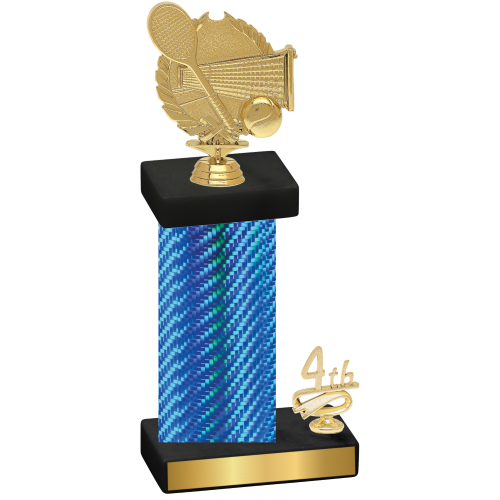 Accented Single Blue Carbon Fiber Fourth Place Tennis Trophy