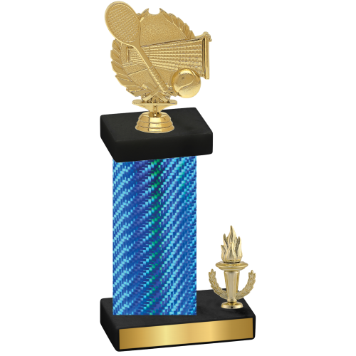 Accented Single Blue Carbon Fiber Victory Tennis Trophy