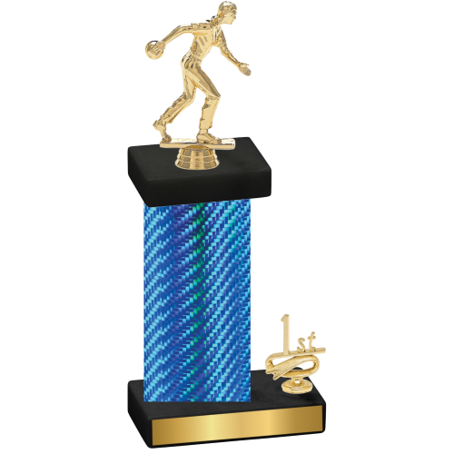 Accented Single Blue Carbon Fiber First Place Bowling Trophy