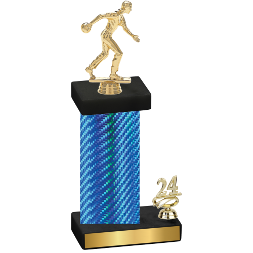 Accented Single Blue Carbon Fiber Year Bowling Trophy