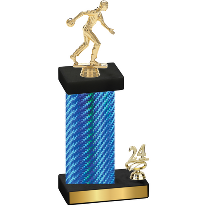 Accented Single Blue Carbon Fiber Year Bowling Trophy