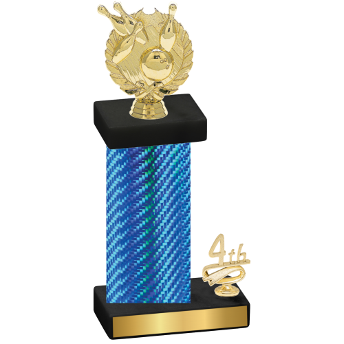 Accented Single Blue Carbon Fiber Fourth Place Bowling Trophy