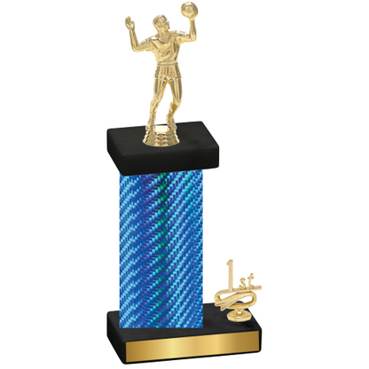 Accented Single Blue Carbon Fiber First Place Volleyball Trophy