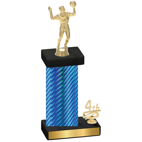 Accented Single Blue Carbon Fiber Fourth Place Volleyball Trophy