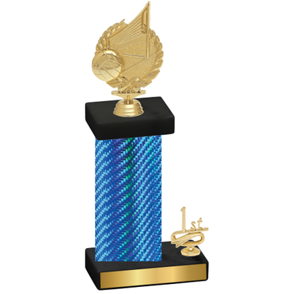 Accented Single Blue Carbon Fiber First Place Volleyball Trophy