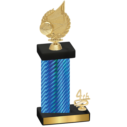 Accented Single Blue Carbon Fiber Fourth Place Volleyball Trophy