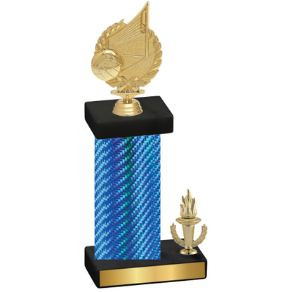 Accented Single Blue Carbon Fiber Victory Volleyball Trophy