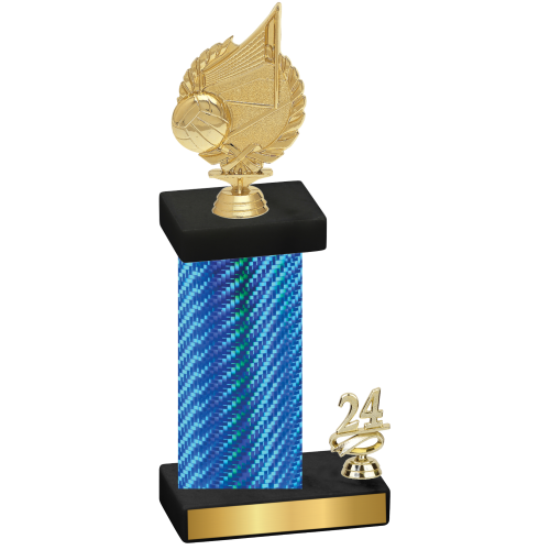 Accented Single Blue Carbon Fiber Year Volleyball Trophy