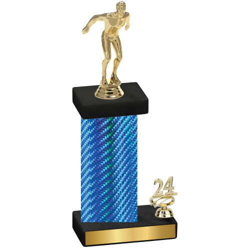 Accented Single Blue Carbon Fiber Year Swimming Trophy