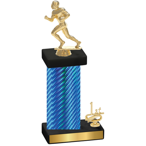 Accented Single Blue Carbon Fiber First Place Football Trophy