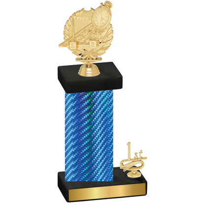 Accented Single Blue Carbon Fiber First Place Swimming Trophy