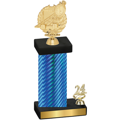 Accented Single Blue Carbon Fiber Year Swimming Trophy