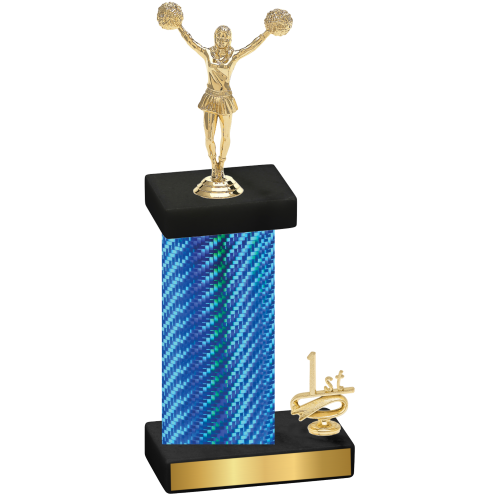 Accented Single Blue Carbon Fiber First Place Cheerleading Trophy