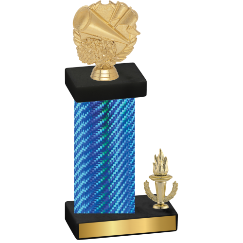 Accented Single Blue Carbon Fiber Victory Cheerleading Trophy