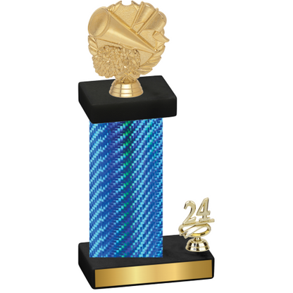 Accented Single Blue Carbon Fiber Year Cheerleading Trophy