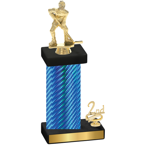 Accented Single Blue Carbon Fiber Second Place Hockey Trophy