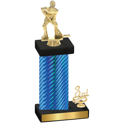 Accented Single Blue Carbon Fiber Third Place Hockey Trophy