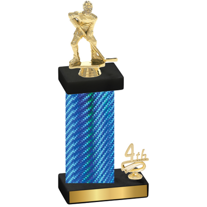 Accented Single Blue Carbon Fiber Fourth Place Hockey Trophy