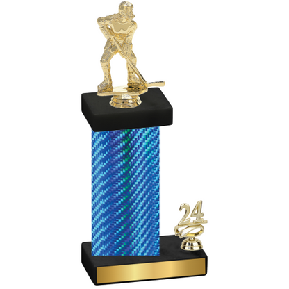 Accented Single Blue Carbon Fiber Year Hockey Trophy