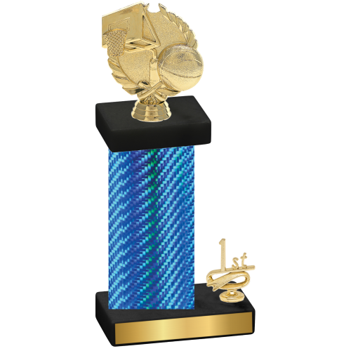 Accented Single Blue Carbon Fiber First Place Basketball Trophy