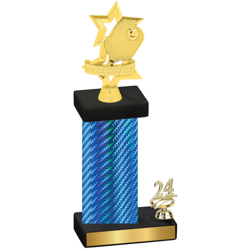 Accented Single Blue Carbon Fiber Year Pickleball Trophy