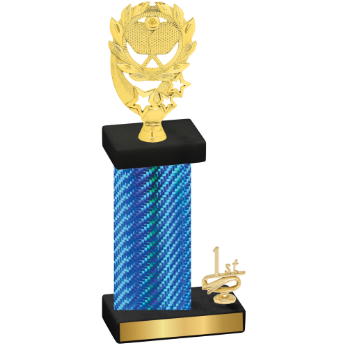 Accented Single Blue Carbon Fiber First Place Pickleball Trophy