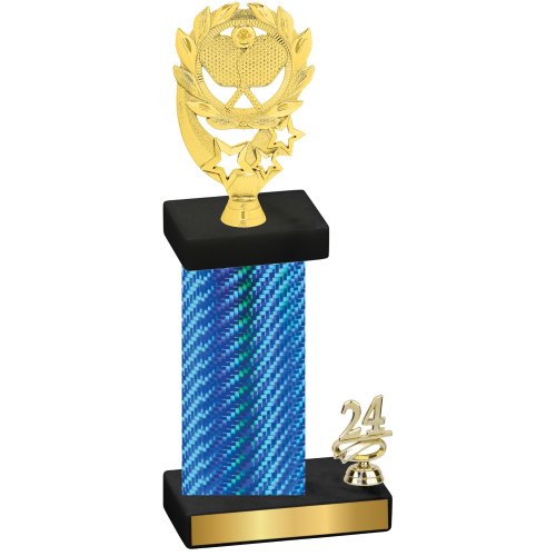 Accented Single Blue Carbon Fiber Year Pickleball Trophy