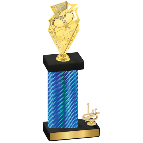 Accented Single Blue Carbon Fiber First Place Pickleball Trophy