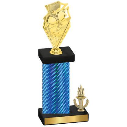 Accented Single Blue Carbon Fiber Victory Pickleball Trophy