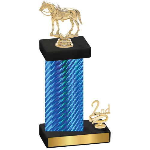 Accented Single Blue Carbon Fiber Second Place Horses Trophy