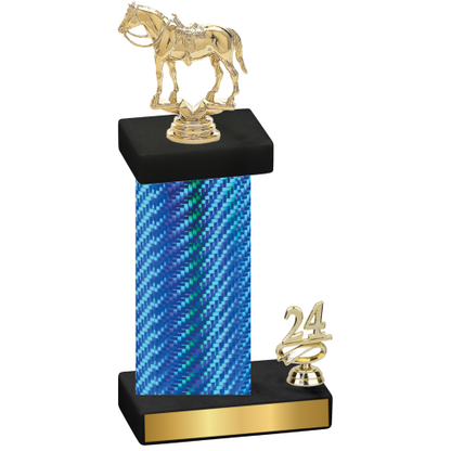 Accented Single Blue Carbon Fiber Year Horses Trophy