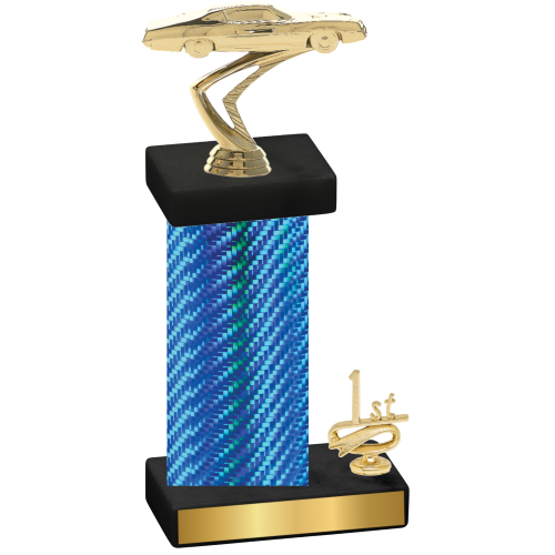 Accented Single Blue Carbon Fiber First Place Cars Trophy