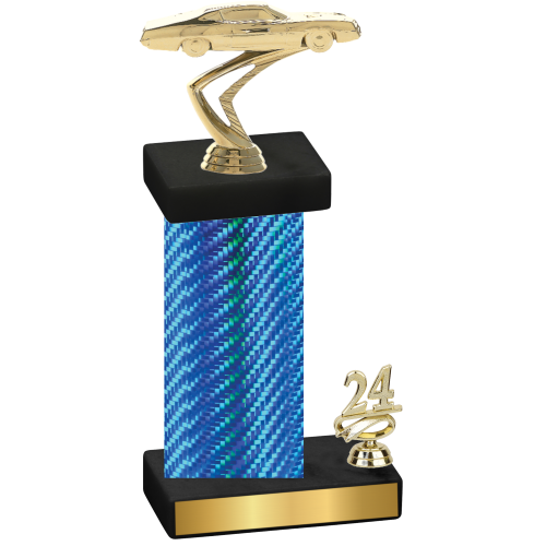 Accented Single Blue Carbon Fiber Year Cars Trophy