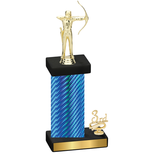 Accented Single Blue Carbon Fiber Third Place Archery Trophy