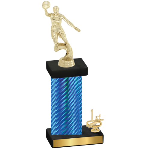 Accented Single Blue Carbon Fiber First Place Basketball Trophy