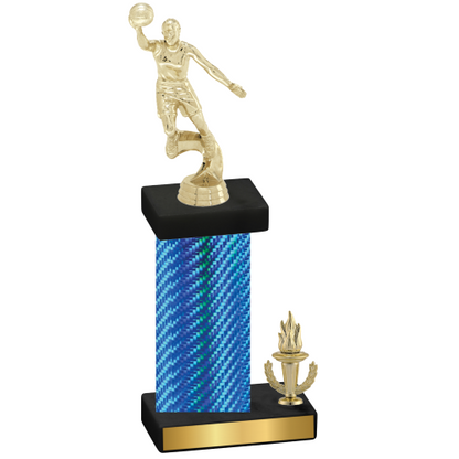 Accented Single Blue Carbon Fiber Victory Basketball Trophy