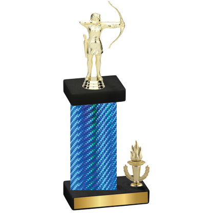 Accented Single Blue Carbon Fiber Victory Archery Trophy