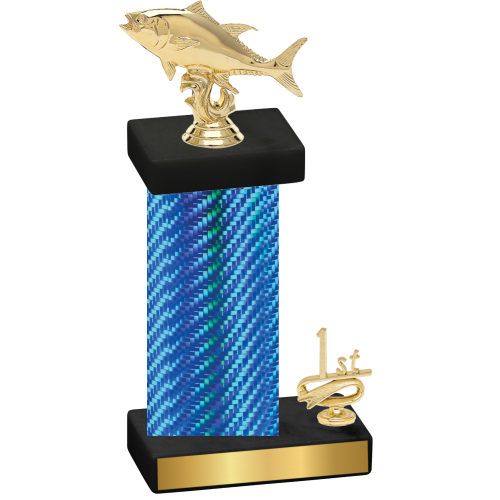 Accented Single Blue Carbon Fiber First Place Fishing Trophy