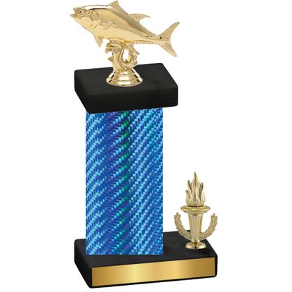 Accented Single Blue Carbon Fiber Victory Fishing Trophy